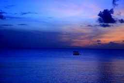 Boat on blue sunset Image